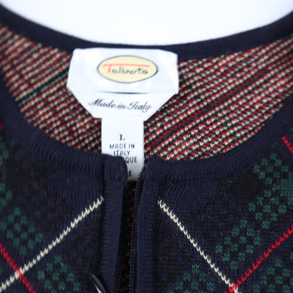 Talbots Women's Argyle Pattern Full Zip Sweater L… - image 4